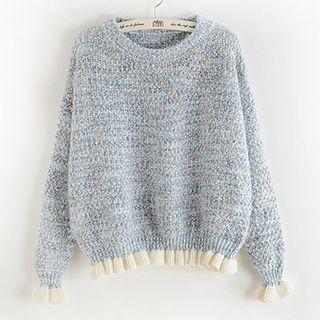 Frill Hem Melange Sweater