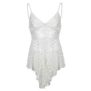 Embroidered Mesh Flowy Camisole Top