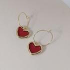 Heart Alloy Dangle Earring 1 Pair - A-624 - Red - One Size