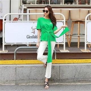 Amazing Elbow-sleeve Tie-waist T-shirt
