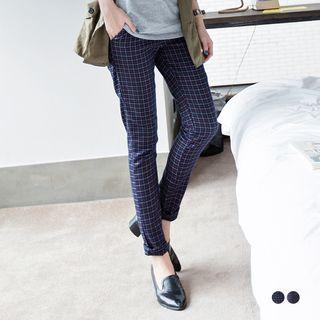 Checked Pleated Trousers