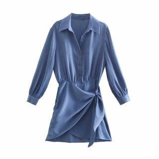 Satin Mini A-line Shirtdress