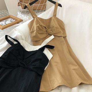 Knotted Sleeveless A-line Dress