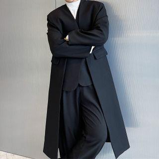 Mock Two-piece Single-breasted Long Coat