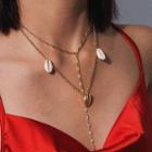 Shell Pendant Layered Choker Necklace
