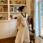 Short-sleeve Pattern Midi A-line Dress