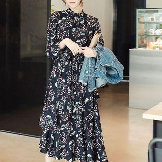 Floral Print Long Sheath Dress