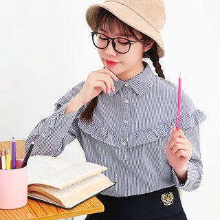 Long-sleeve Layered Striped Blouse