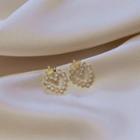 Rhinestone Crown Heart Earring 1 Pair - Gold - One Size