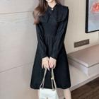 Detachable Shawl Long-sleeve Midi A-line Dress