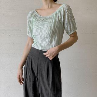Scoop-neck Embossed Top