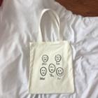 Smiley Print Canvas Shopper Bag Smiley - Off-white - One Size