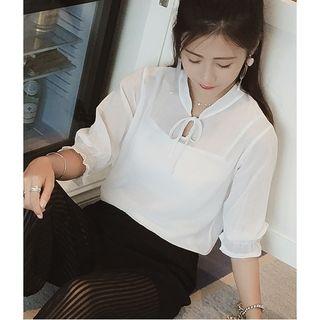 Set: Elbow-sleeve Blouse + Camisole