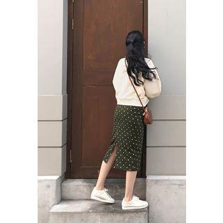 Polka-dot H-line Midi Skirt