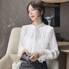 Stand-collar Lace Shirt