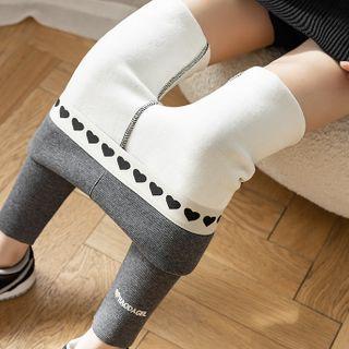 High Waist Heart Print Cropped Leggings