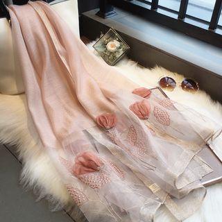 Embroidered Flower Scarf Pink - One Size
