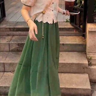 Short-sleeve Blouse / Midi Skirt / Set