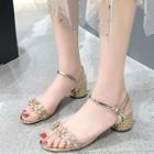 Embellished Star Block Heel Sandals