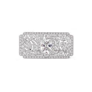 Fashion And Elegant Geometric Texture Brooch With Cubic Zirconia Silver - One Size