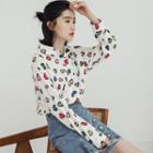 Heart Print Shirt Off-white - One Size