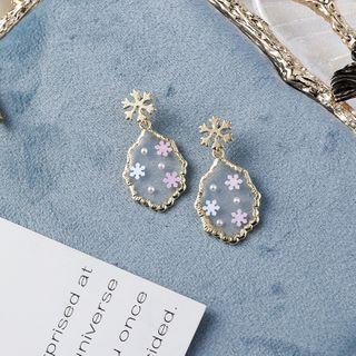 Alloy Snowflake Dangle Earring 1 Pair - As Shown In Figure - One Size