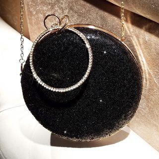 Sequined Hoop Accent Circle Clutch Bag