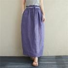 Linen Blend Maxi A-line Skirt