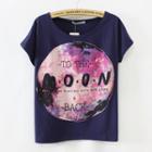 Short-sleeve Moon-print T-shirt