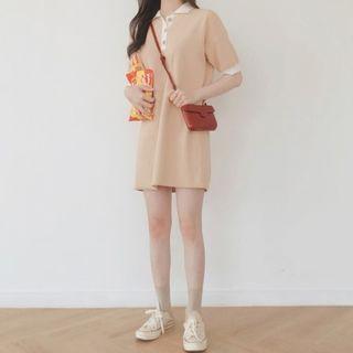 Short-sleeve Mini Shift Polo Dress