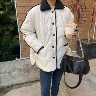 Long-sleeve Color-block Padded Jacket White - One Size