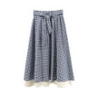 Gingham Layered Midi A-line Skirt