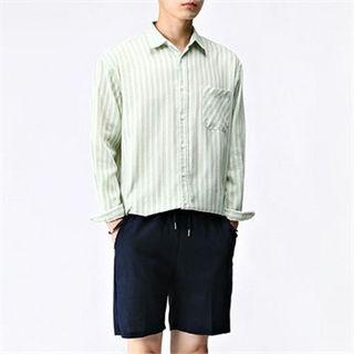 Long-sleeve Linen Striped Shirt