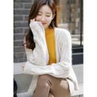 Double-button Cable-knit Cardigan