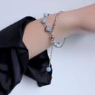 Beaded Chain Bracelet Silver & Light Blue - One Size