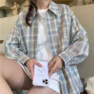 Long Sleeve Plaid Button-up T-shirt