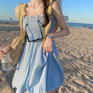 Spaghetti Strap Mini Dress / Short-sleeve Plain T-shirt
