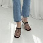 Square-toe Net Stiletto-heel Sandals