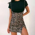 Leopard Print Mini Pencil Jumper Skirt