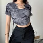 Short-sleeve Tie-dye Chained Crop Top