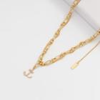 Rhinestone Anchor Pendant Necklace Gold - One Size