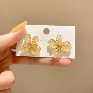 Sterling Silver Flower Stud Earring E4889 - Gold - One Size