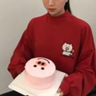 Pig Embroidered Long Sleeves T-shirt