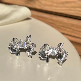 Bow Alloy Earring Stud Earring - 1 Pair - S925 Silver Stud - Silver - One Size
