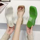 Pvc Panel Square-toe Wedge-heel Slide Sandals