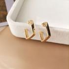 Open Square Alloy Earring 1 Pair - S925 Silver - Gold - One Size