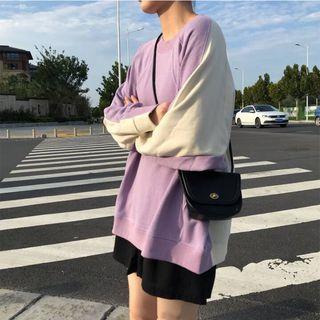 Colored Panel Sweatshirt Purple - One Size