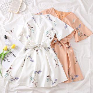 Floral Mini Dress With Sash