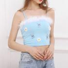 Butterfly Embroidered Camisole Crop Top