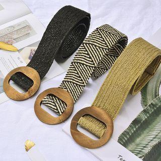 Woven Wood Buckle Belt